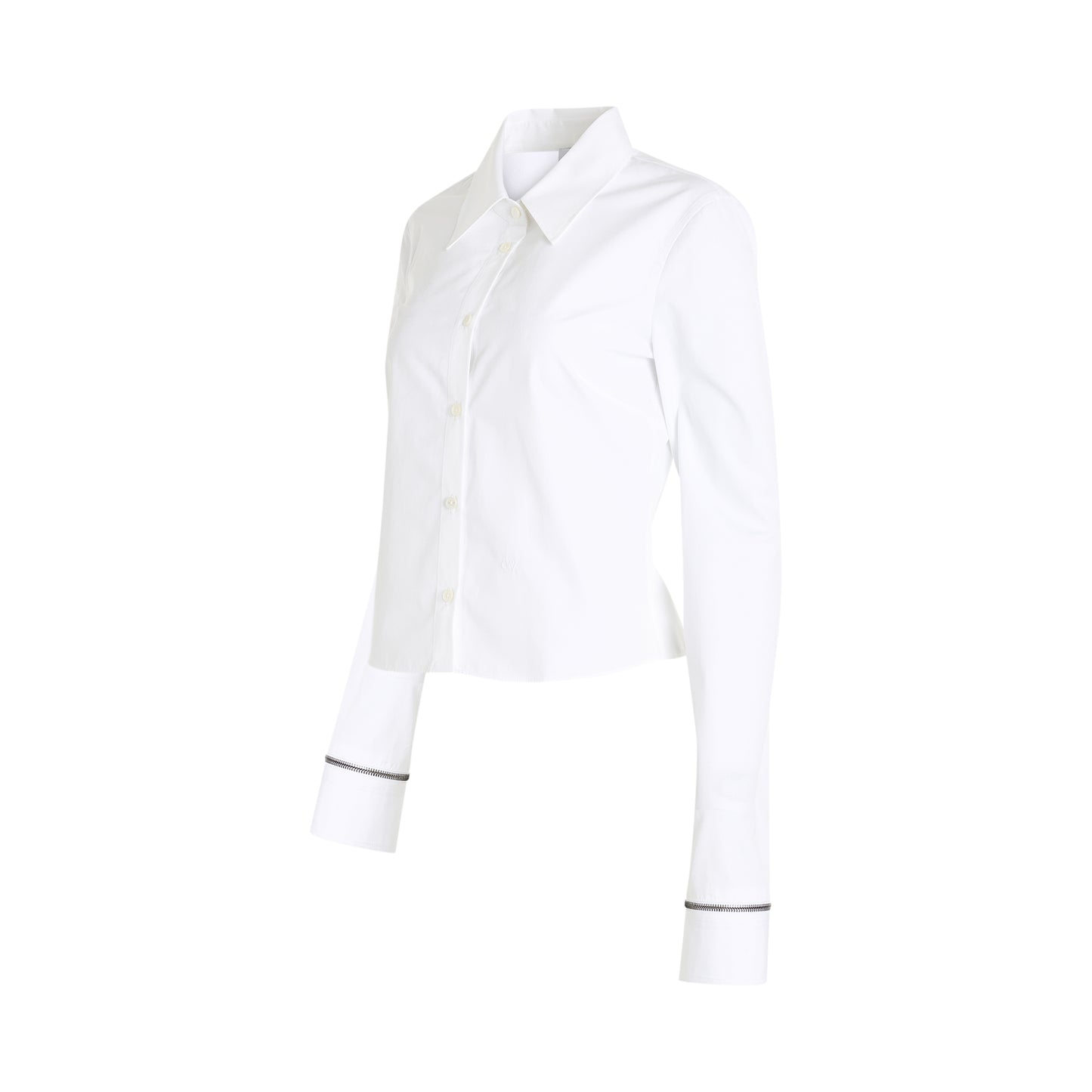 Poplin Zip Cuff Shirt in White