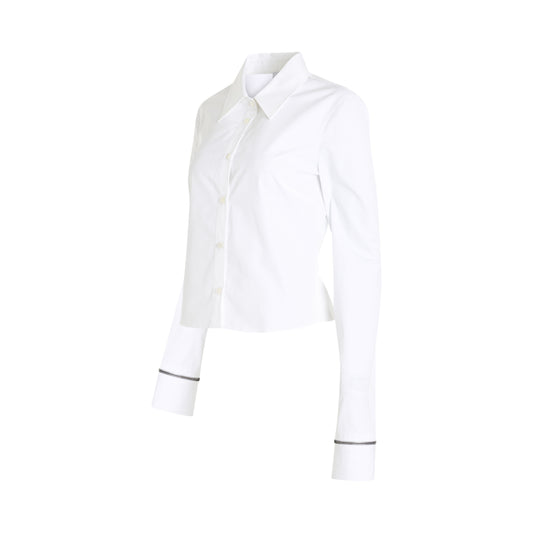 Poplin Zip Cuff Shirt in White