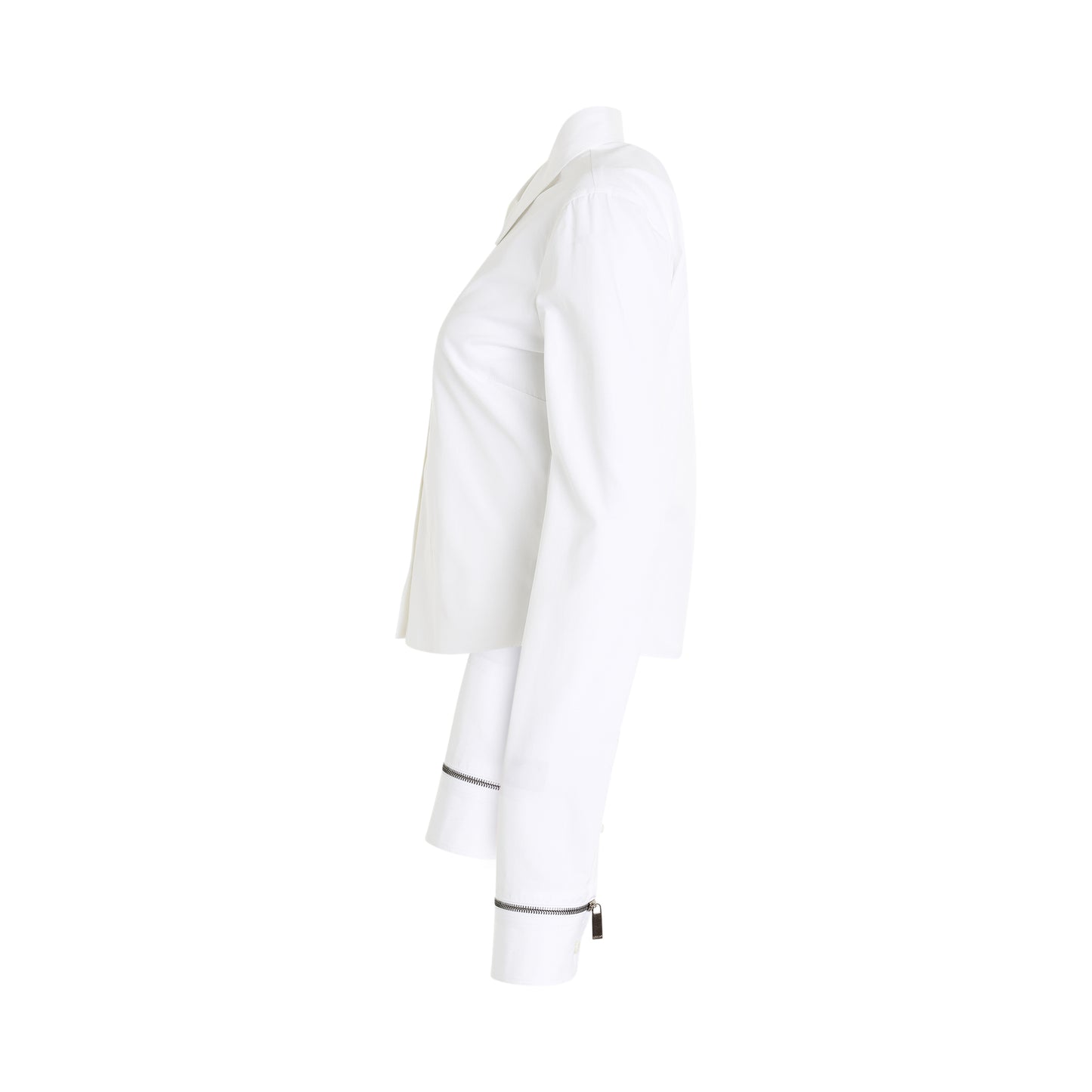 Poplin Zip Cuff Shirt in White