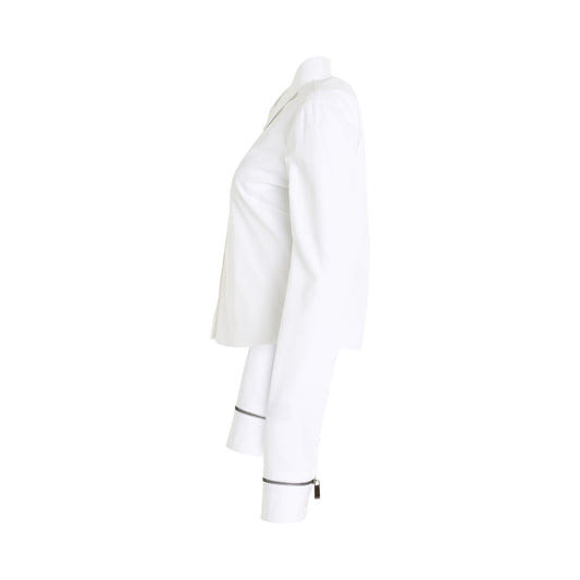 Poplin Zip Cuff Shirt in White