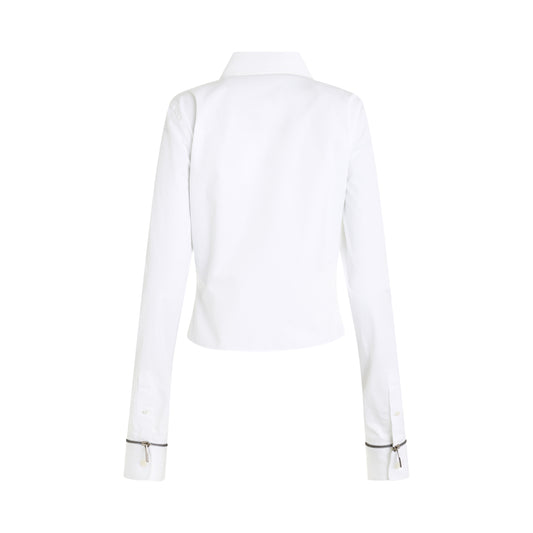 Poplin Zip Cuff Shirt in White