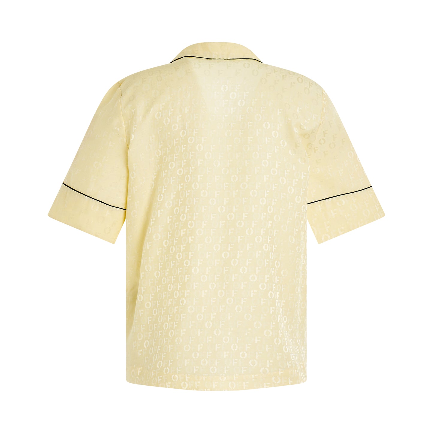 Pyjama Jacquard Short-Sleeves Shirt in Yellow