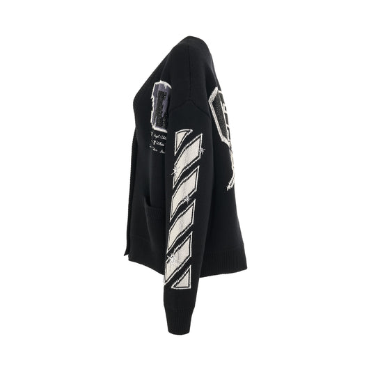 Varsity Bling Cardigan in Black