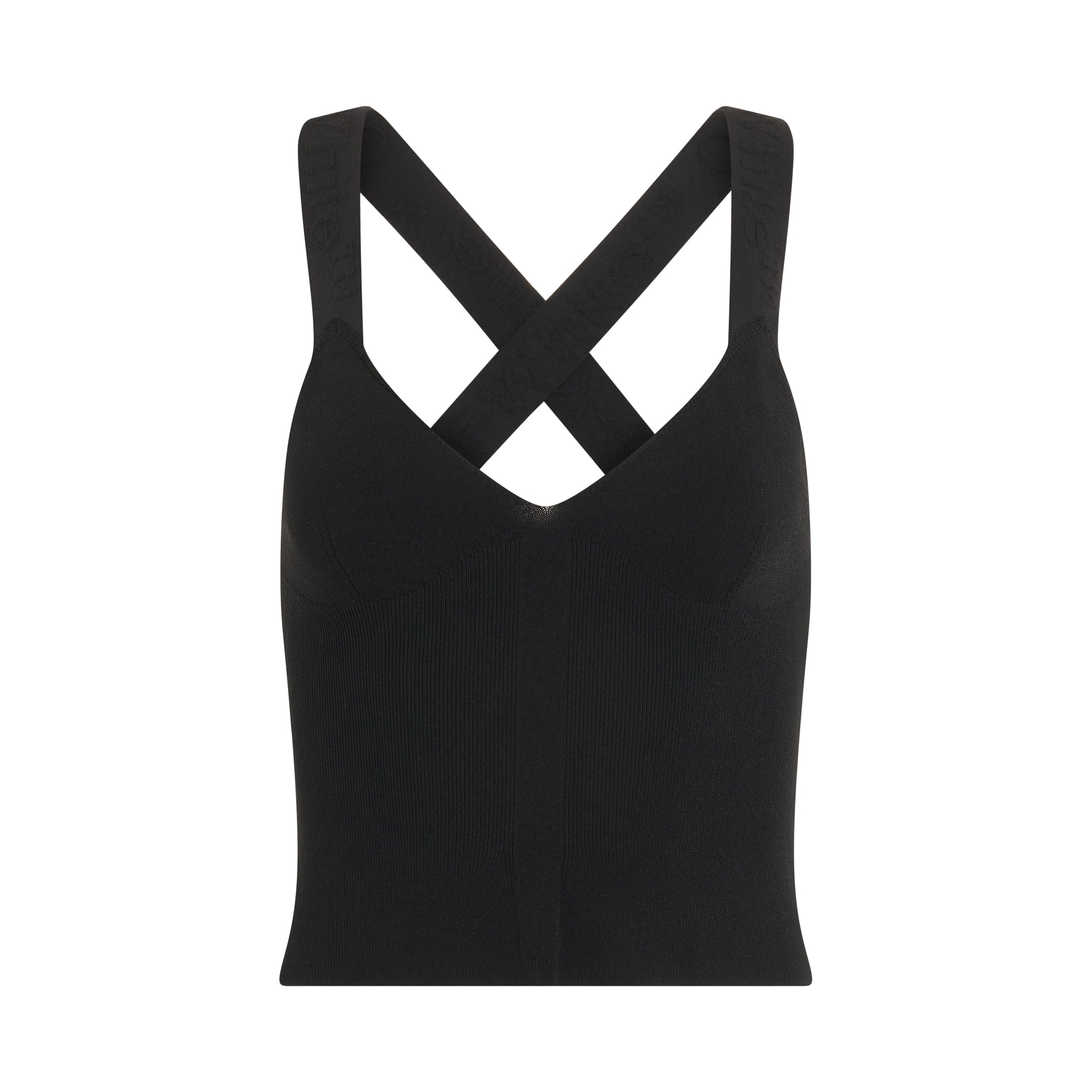 Logo Band Knit Tank Top in Black