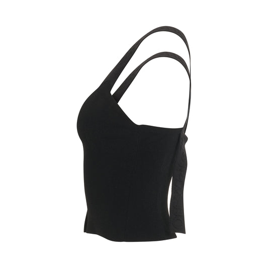 Logo Band Knit Tank Top in Black