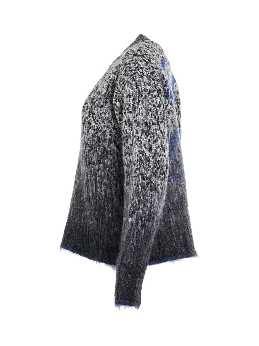 Fuzzy Mohair Arrow Knitwear in Dark Grey