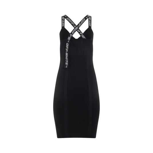 Logo Band Tank Dress in Black/Grey