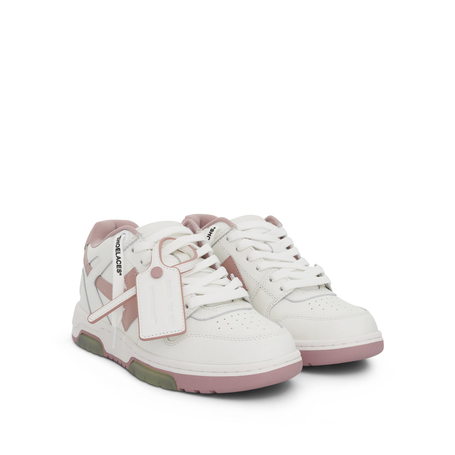 Out of Office Calf Leather Sneakers in White/Pink