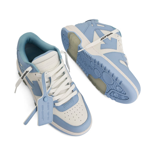 Out of Office Calf Leather Sneakers In Colour White/Light Blue