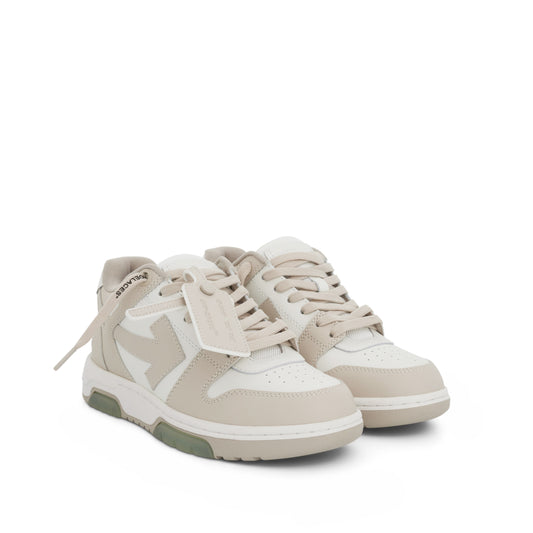 Out of Office Calf Leather Sneakers in White/Beige Colour