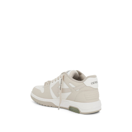 Out of Office Calf Leather Sneakers in White/Beige Colour