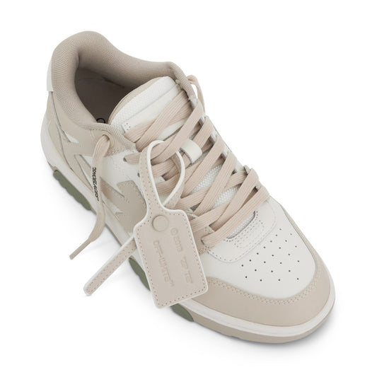 Out of Office Calf Leather Sneakers in White/Beige Colour