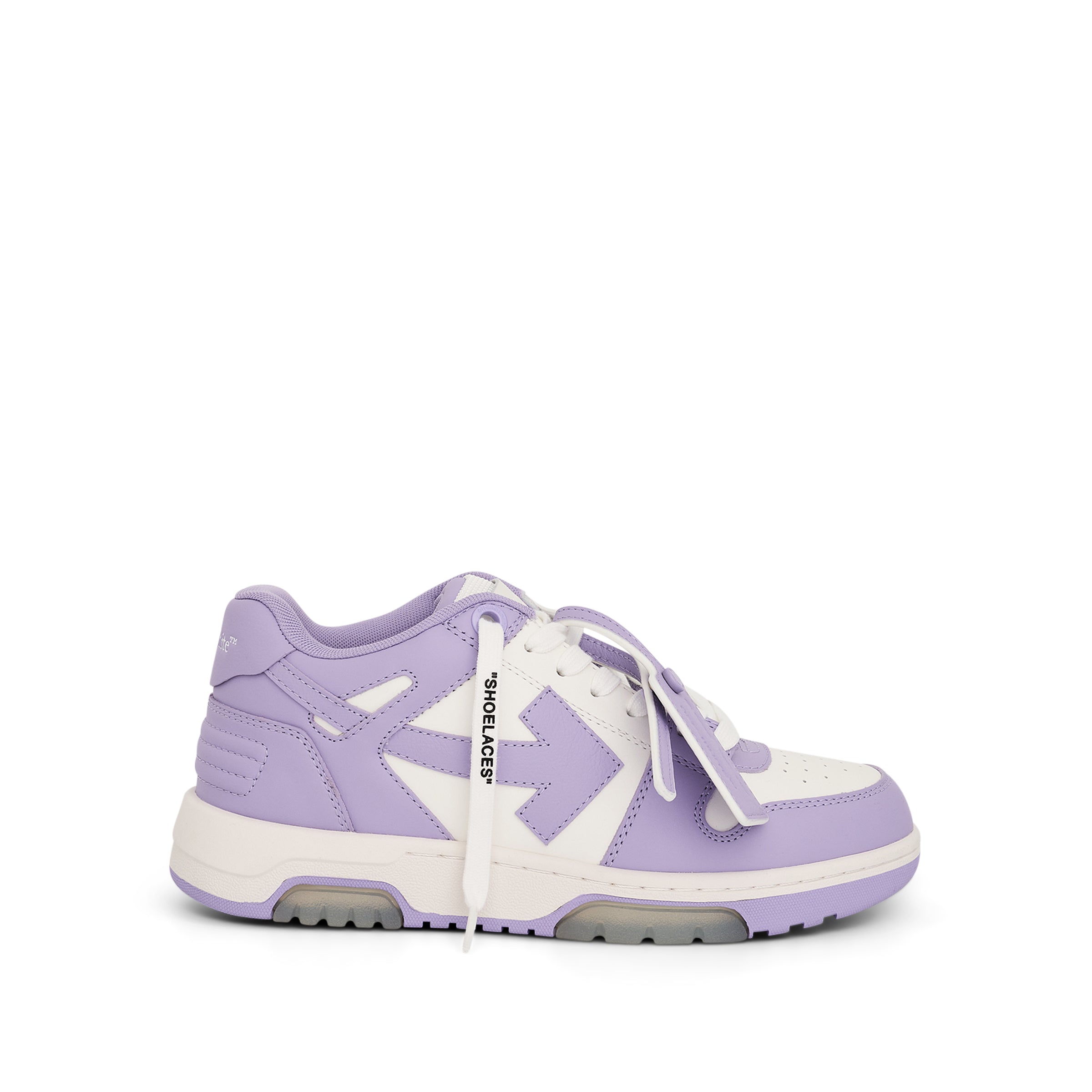 Out of Office Calf Leather Sneakers in White/Lilac Purple