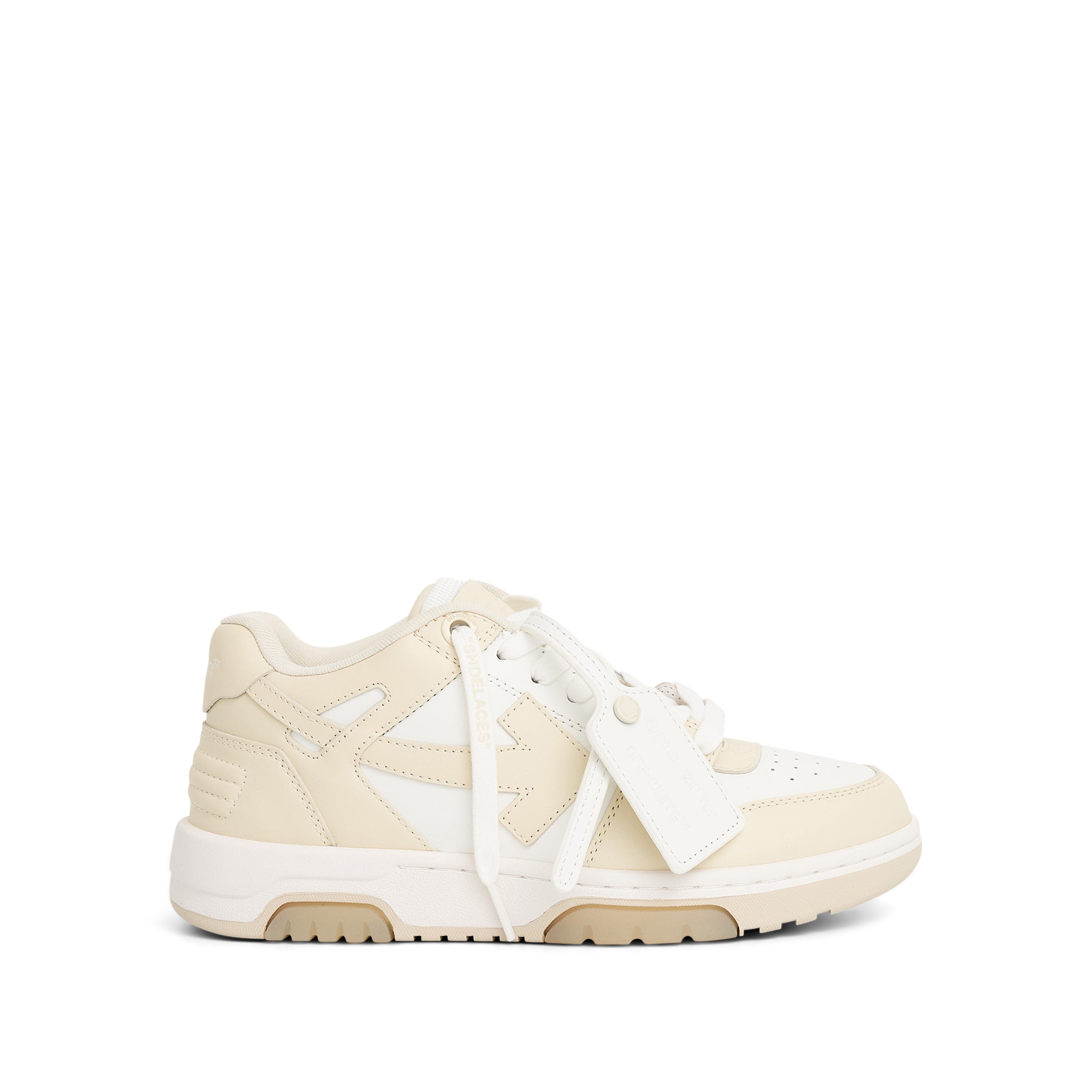 Out of Office Leather Sneaker in White & Beige