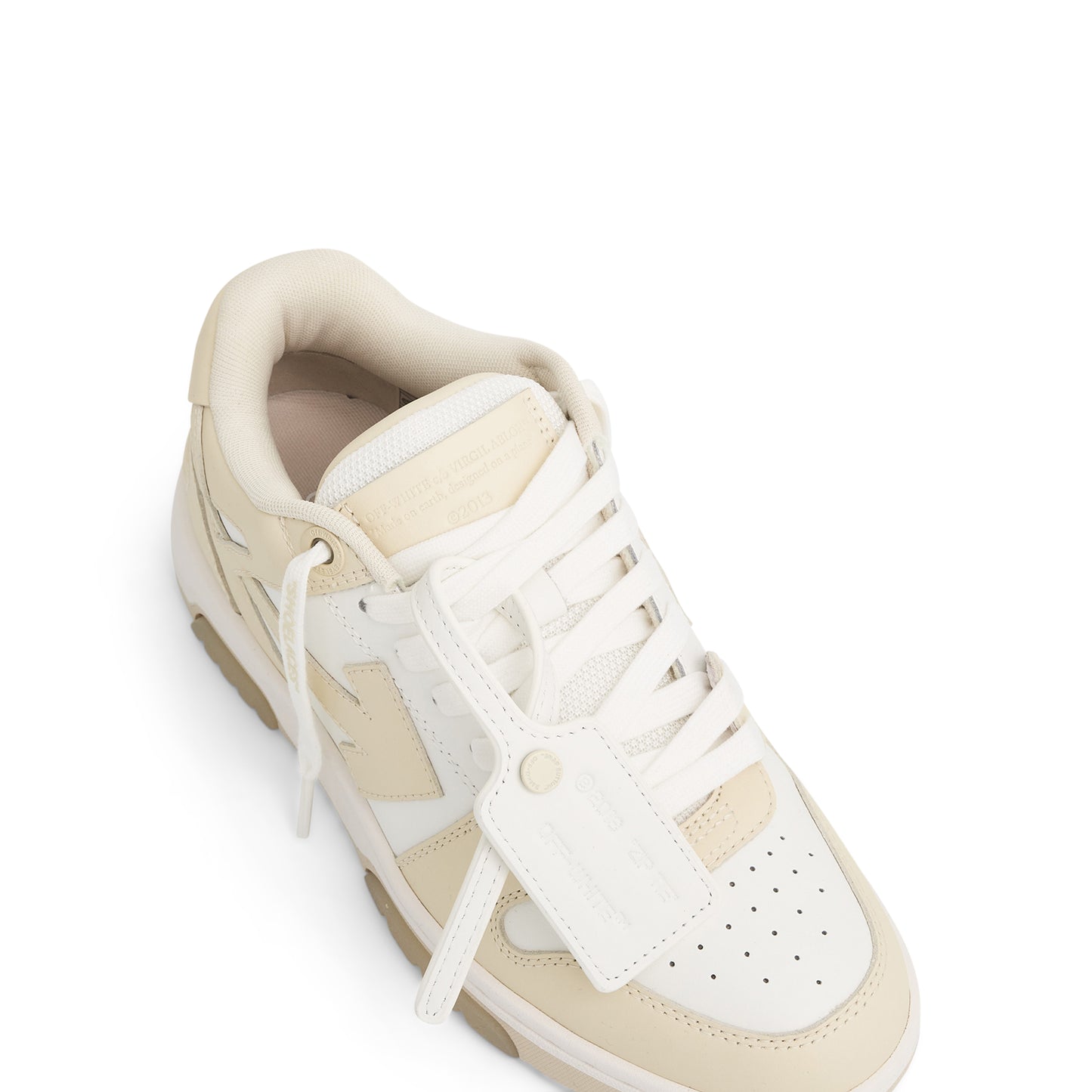 Out of Office Leather Sneaker in White & Beige