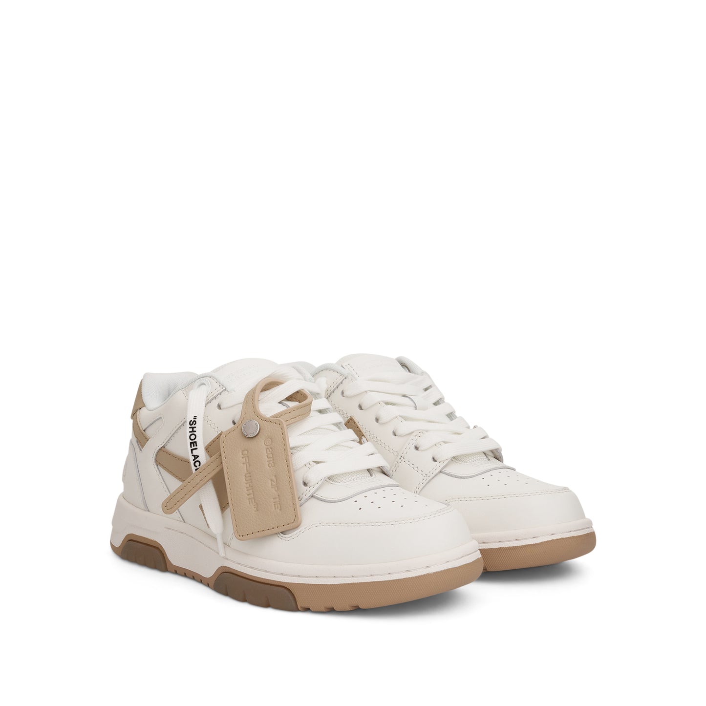 Out Of Office Calf Leather Sneakers in White/Sand