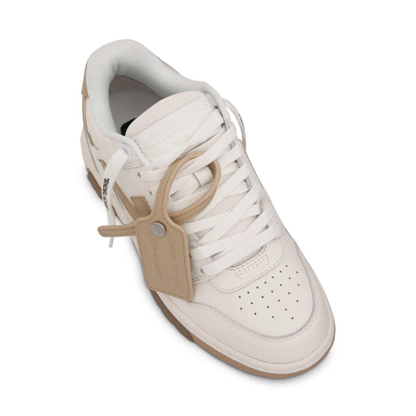 Out Of Office Calf Leather Sneakers in White/Sand