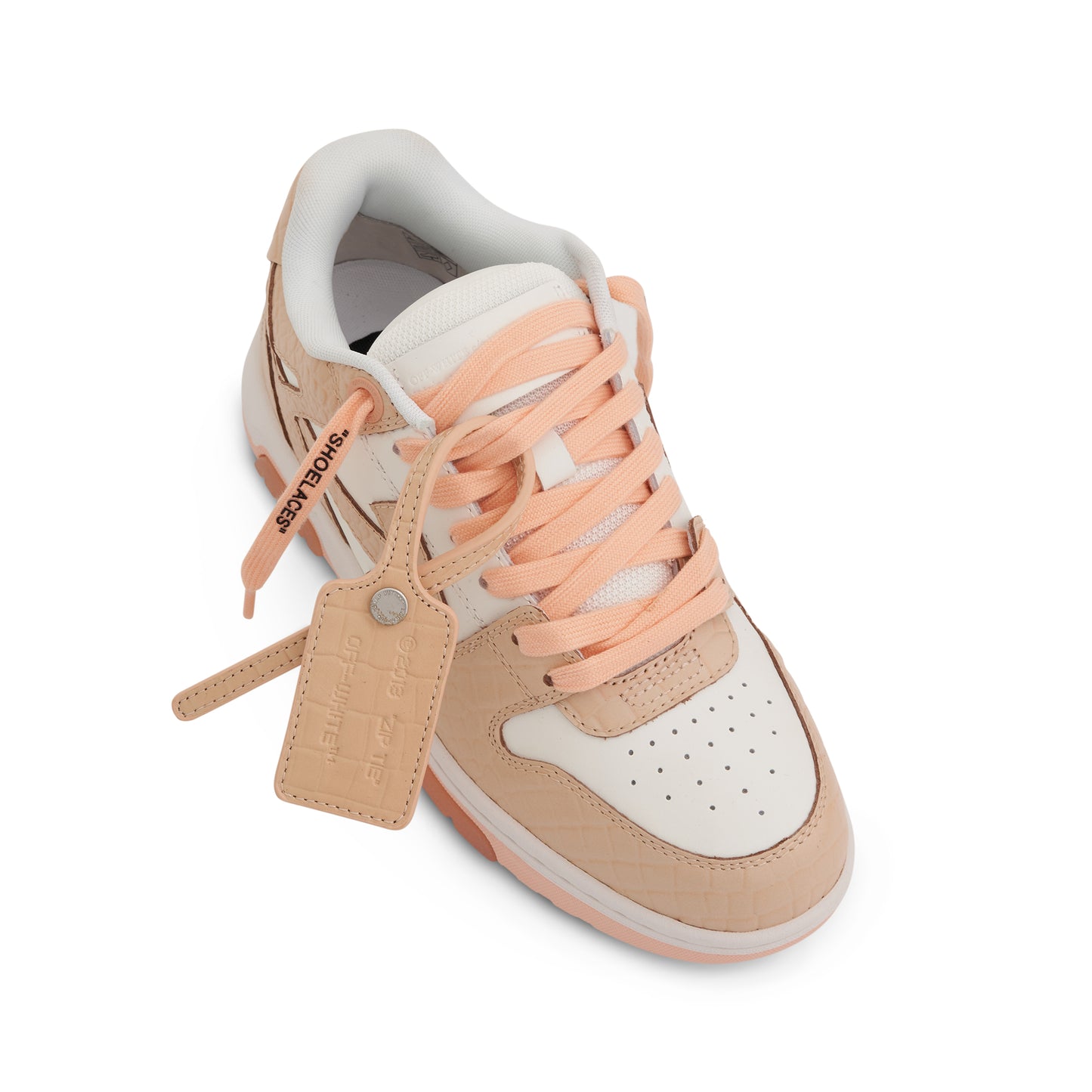 Out Of Office Croco Print Leather Sneaker in White/Pink