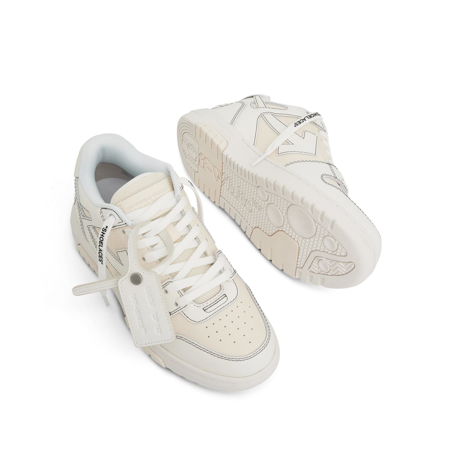 Women Out of Office Calf Leather Sneaker in Cream/White