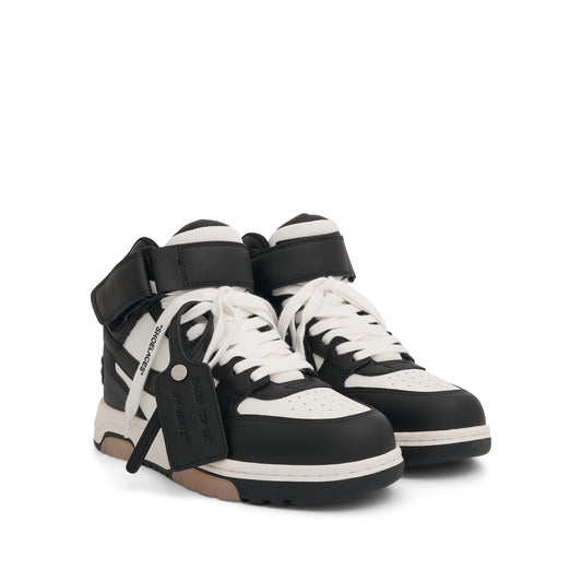 Out Of Office Mid Top Leather Sneakers in Black/White