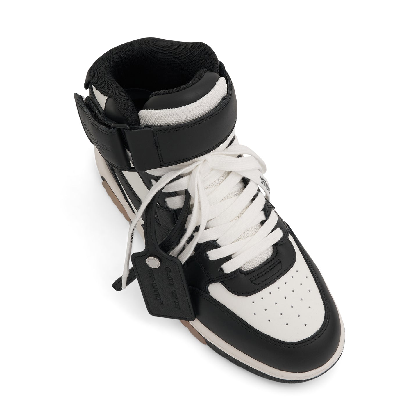 Out Of Office Mid Top Leather Sneakers in Black/White