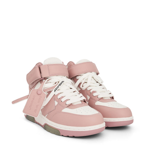 Out of Office Mid Top Leather Sneakers in White/Pink