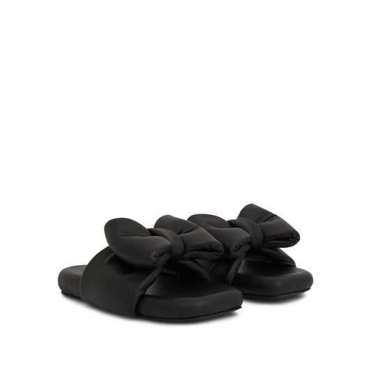 Nappa Bow Padded Slipper in Black