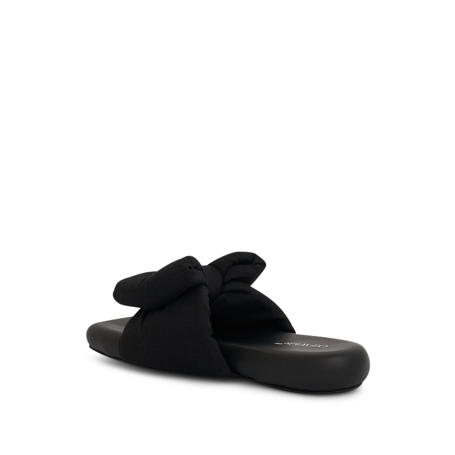 Linen Bow Padded Slippers in Black