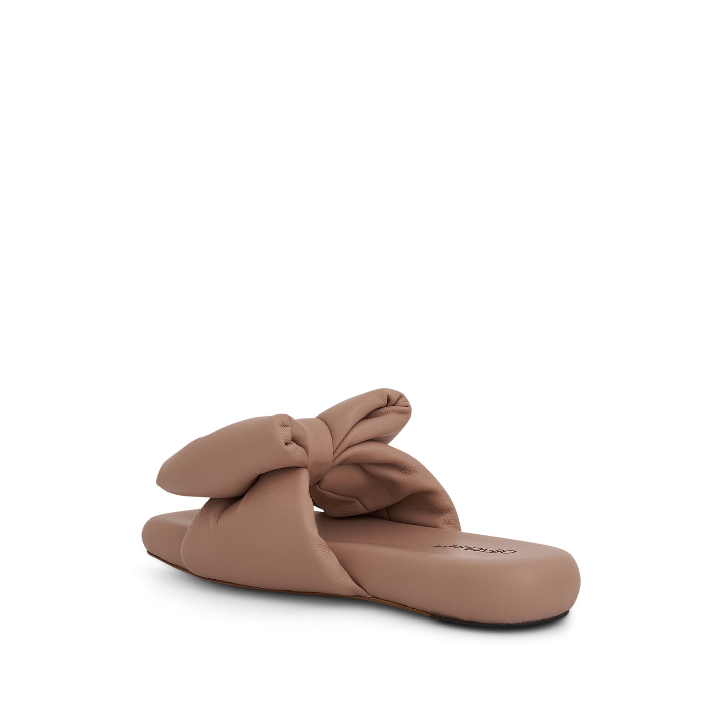 Nappa Bow Padded Slipper in Beige