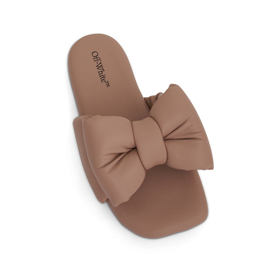 Nappa Bow Padded Slipper in Beige