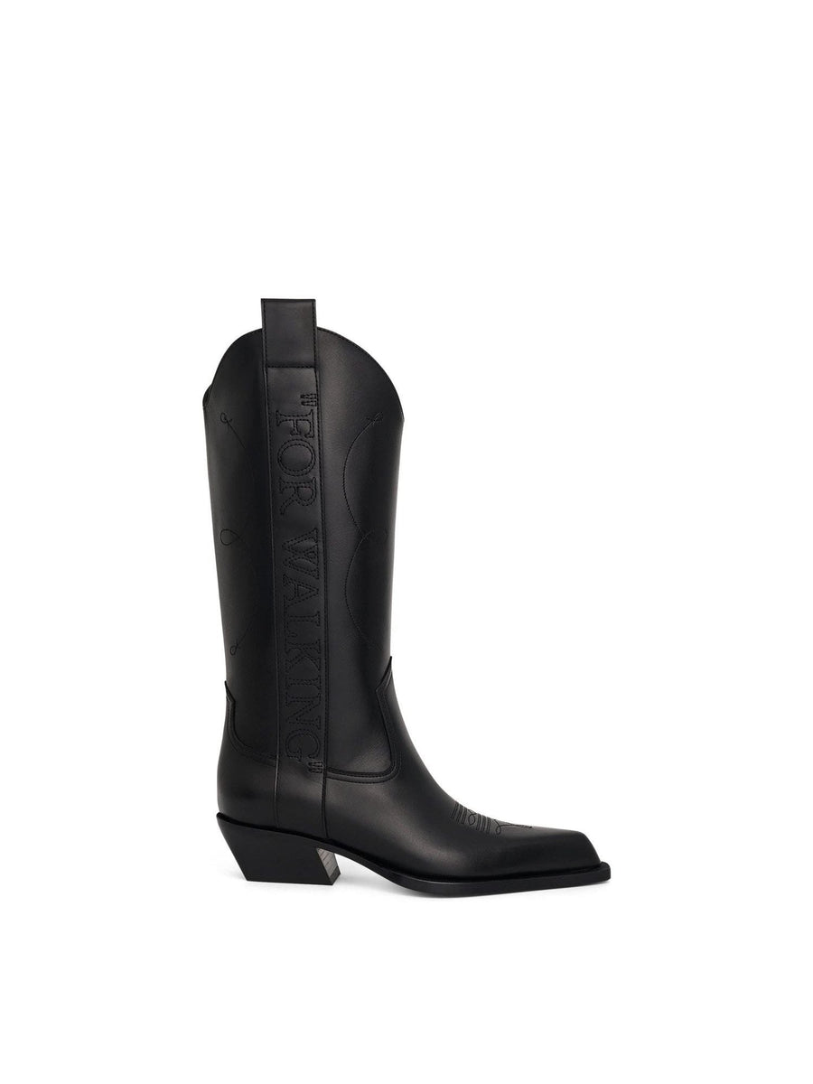 "For Walking" Texan Boot in Black Side View | OFF-WHITE
