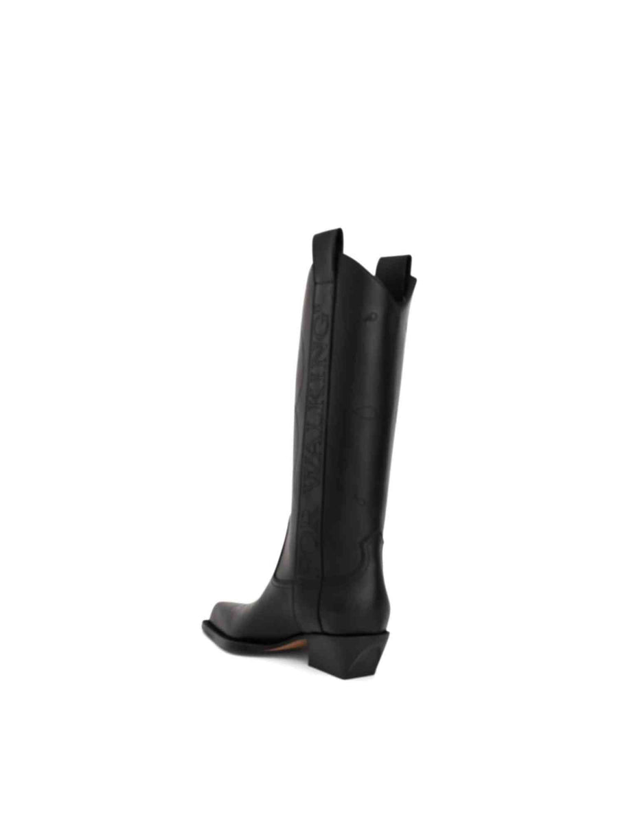 "For Walking" Texan Boot in Black Back View | OFF-WHITE