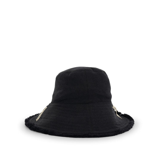 Strings Oversize Bucket Hat in Black