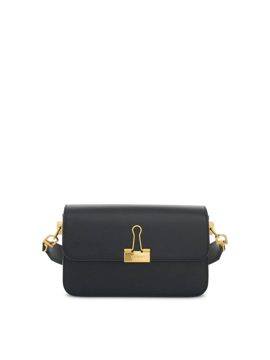 Plain Medium Binder Shoulder Bag in Black