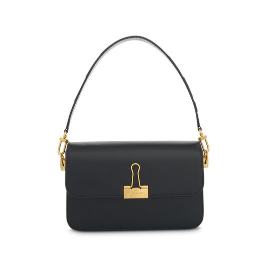 Plain Medium Binder Shoulder Bag in Black