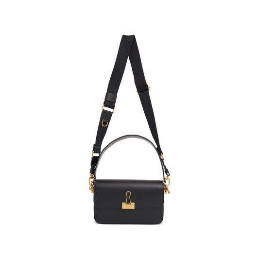 Plain Binder Medium Shoulder Bag in Black