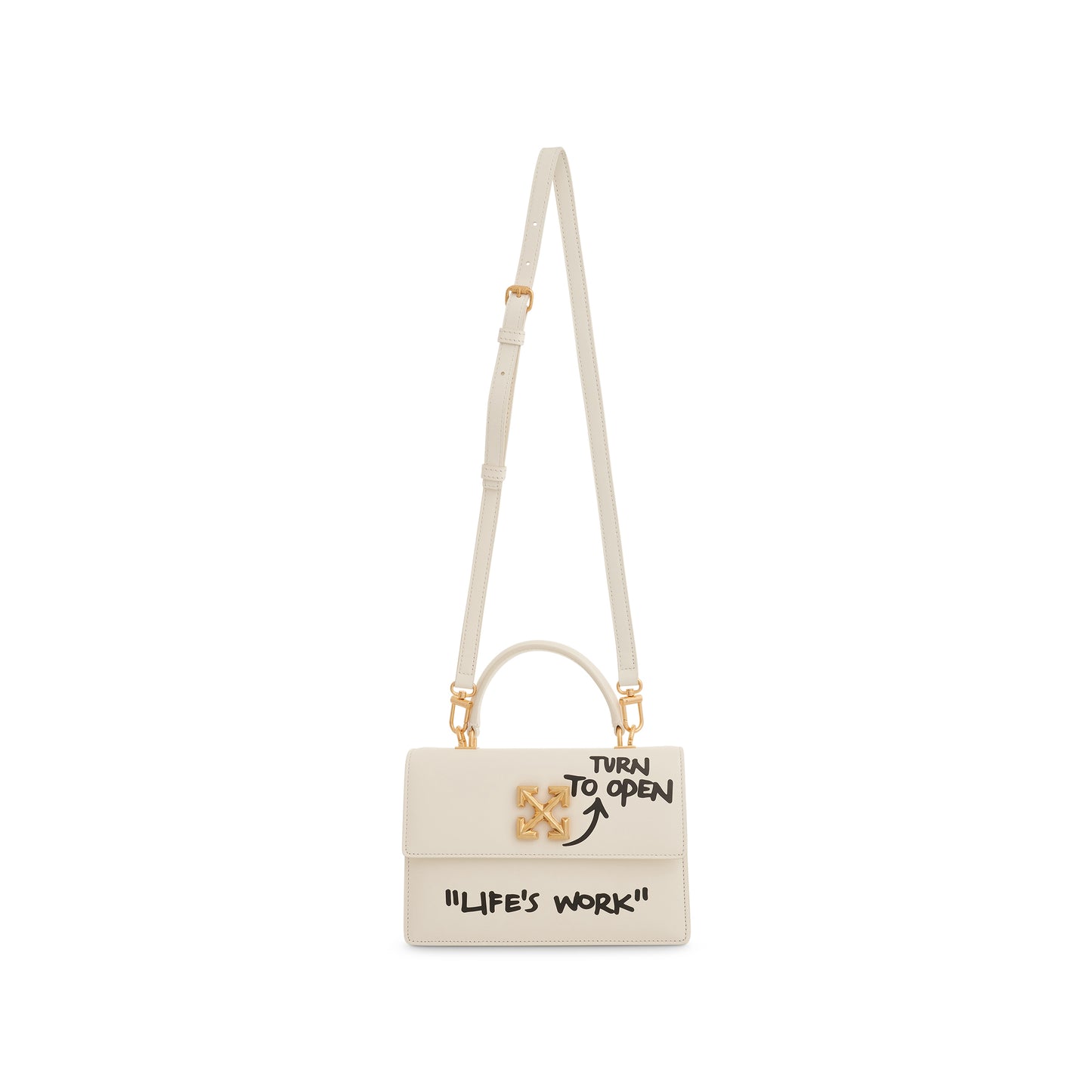 Of-White Jitney 1.4 Top Handle Quote Bag in White/Black