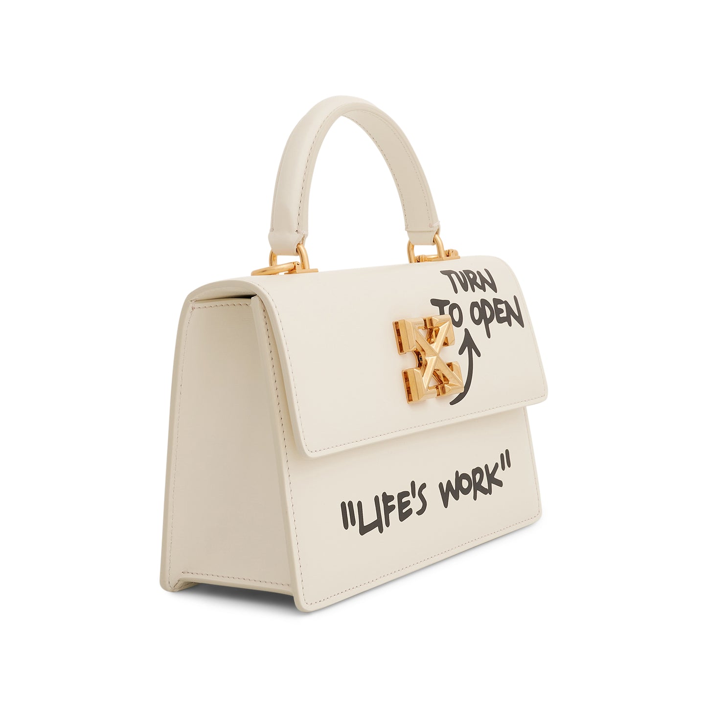 Of-White Jitney 1.4 Top Handle Quote Bag in White/Black