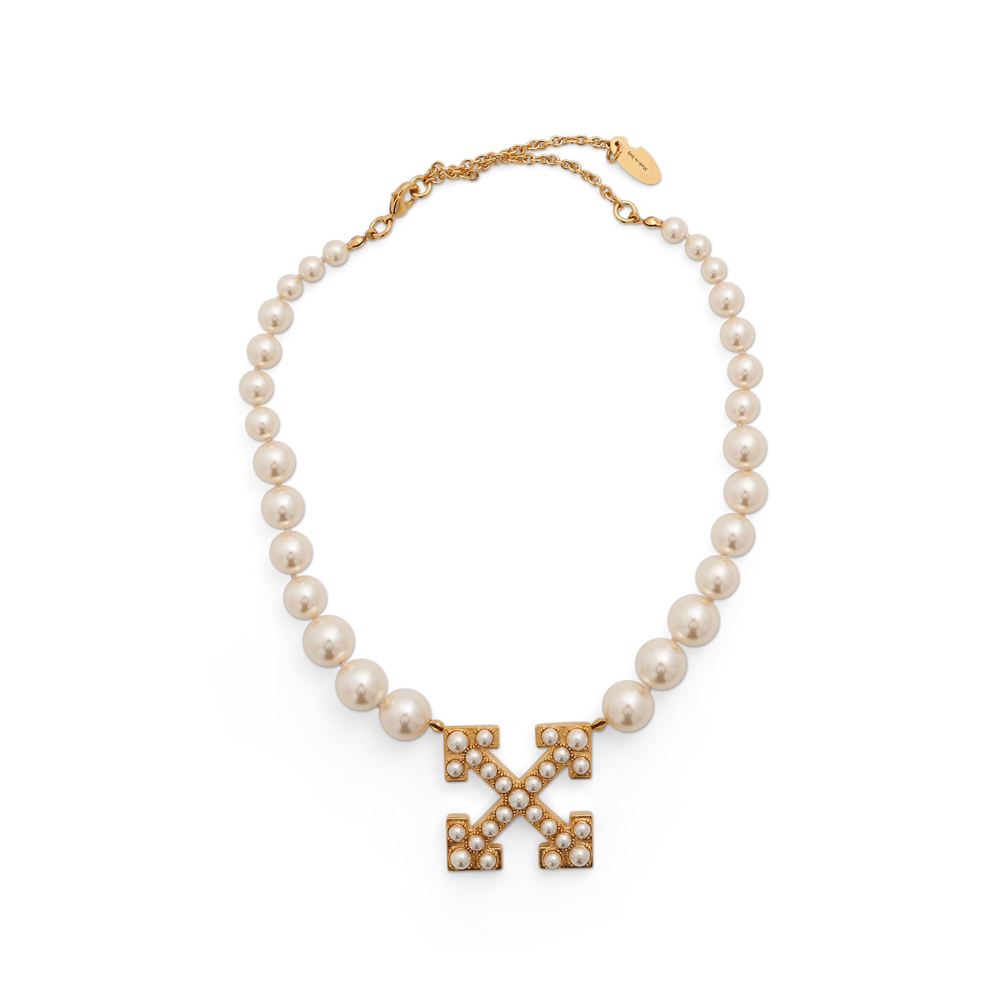 Pave Pearl Necklace in Gold