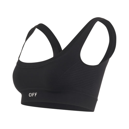 Logo Stamp Seam Bra in Black