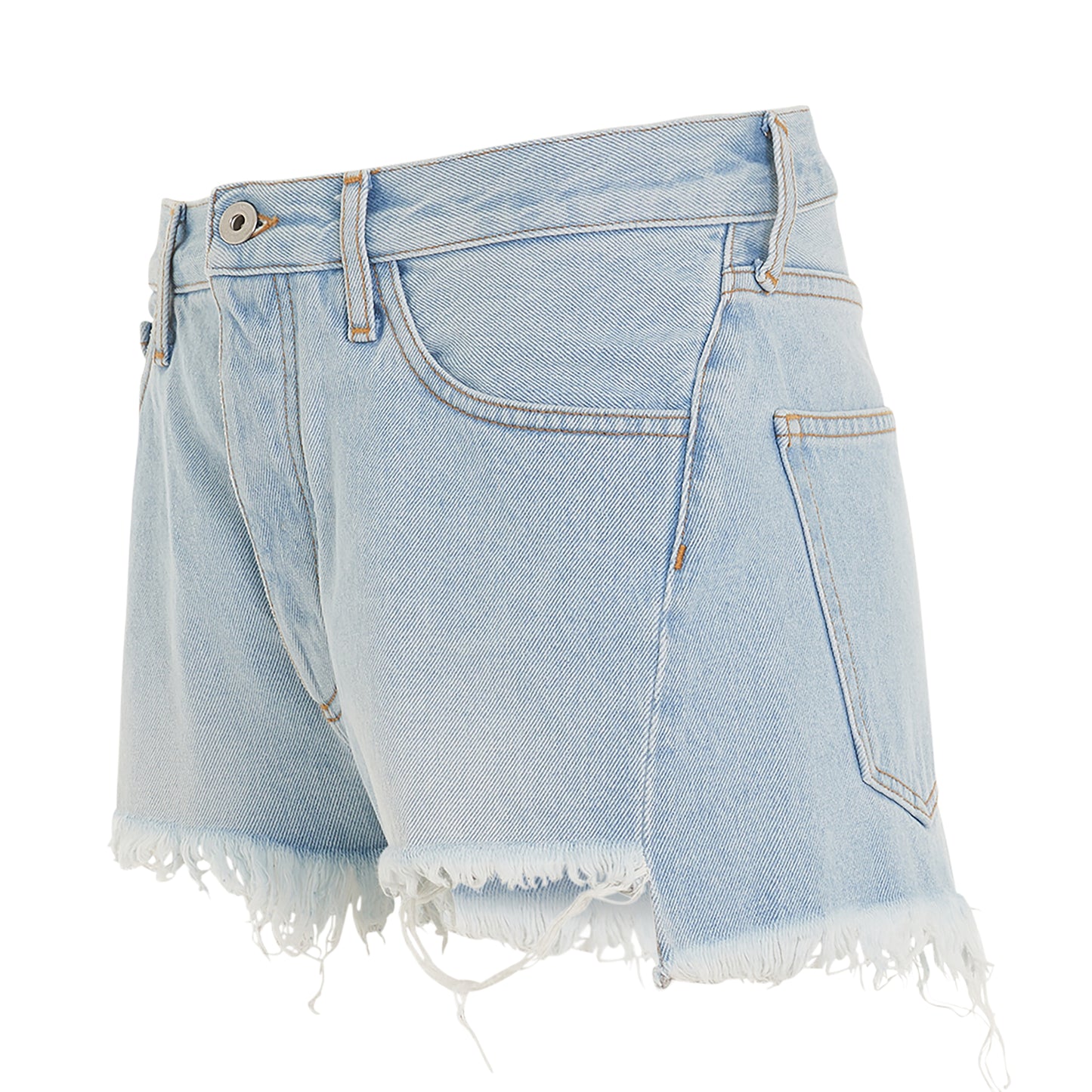 Twisted Bleach Seams Shorts in Light Blue