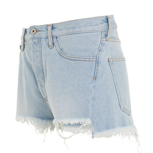 Twisted Bleach Seams Shorts in Light Blue