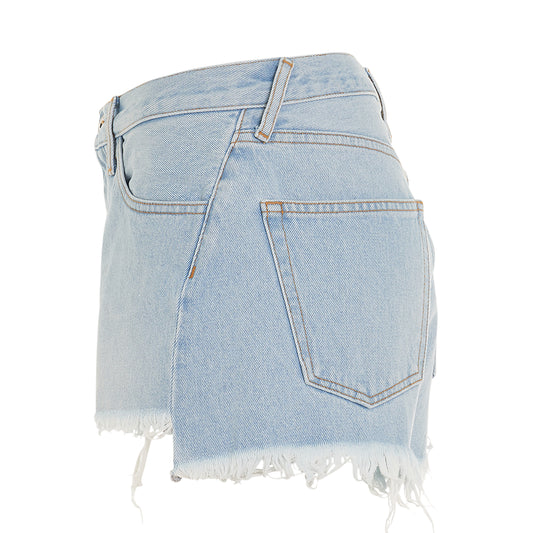 Twisted Bleach Seams Shorts in Light Blue