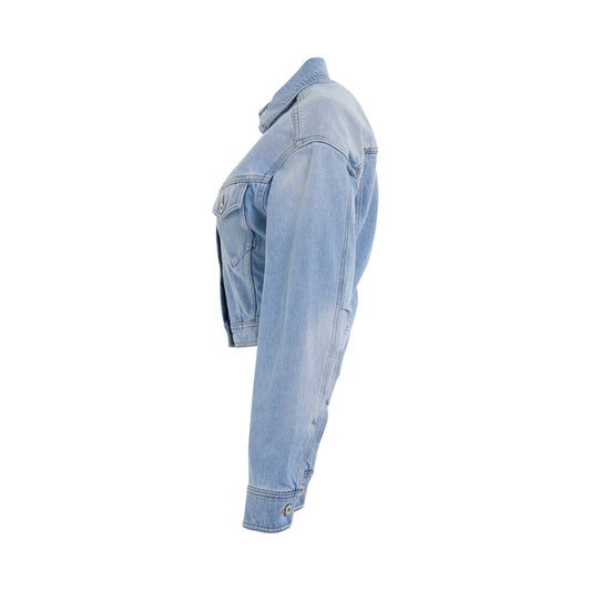 Toybox Bleach Crop Jacket in Light Blue