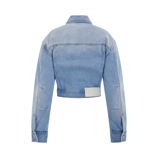 Toybox Bleach Crop Jacket in Light Blue