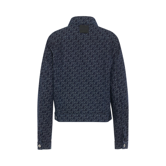 Logo Jacquard Round Denim Jacket in Blue