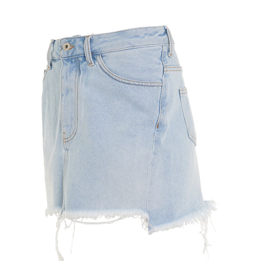 Twisted Bleach Mini Skirt in Light Blue