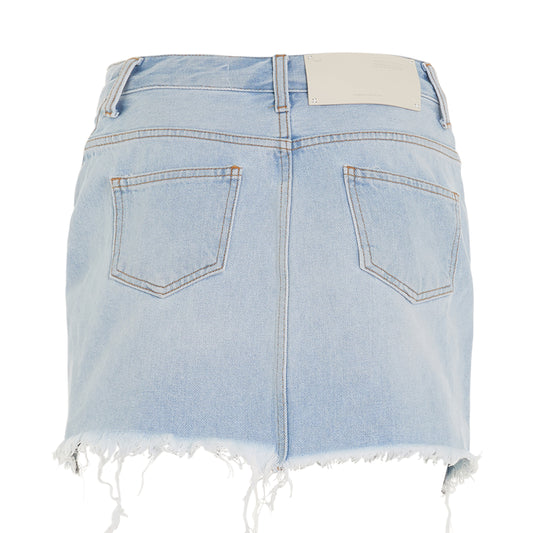 Twisted Bleach Mini Skirt in Light Blue