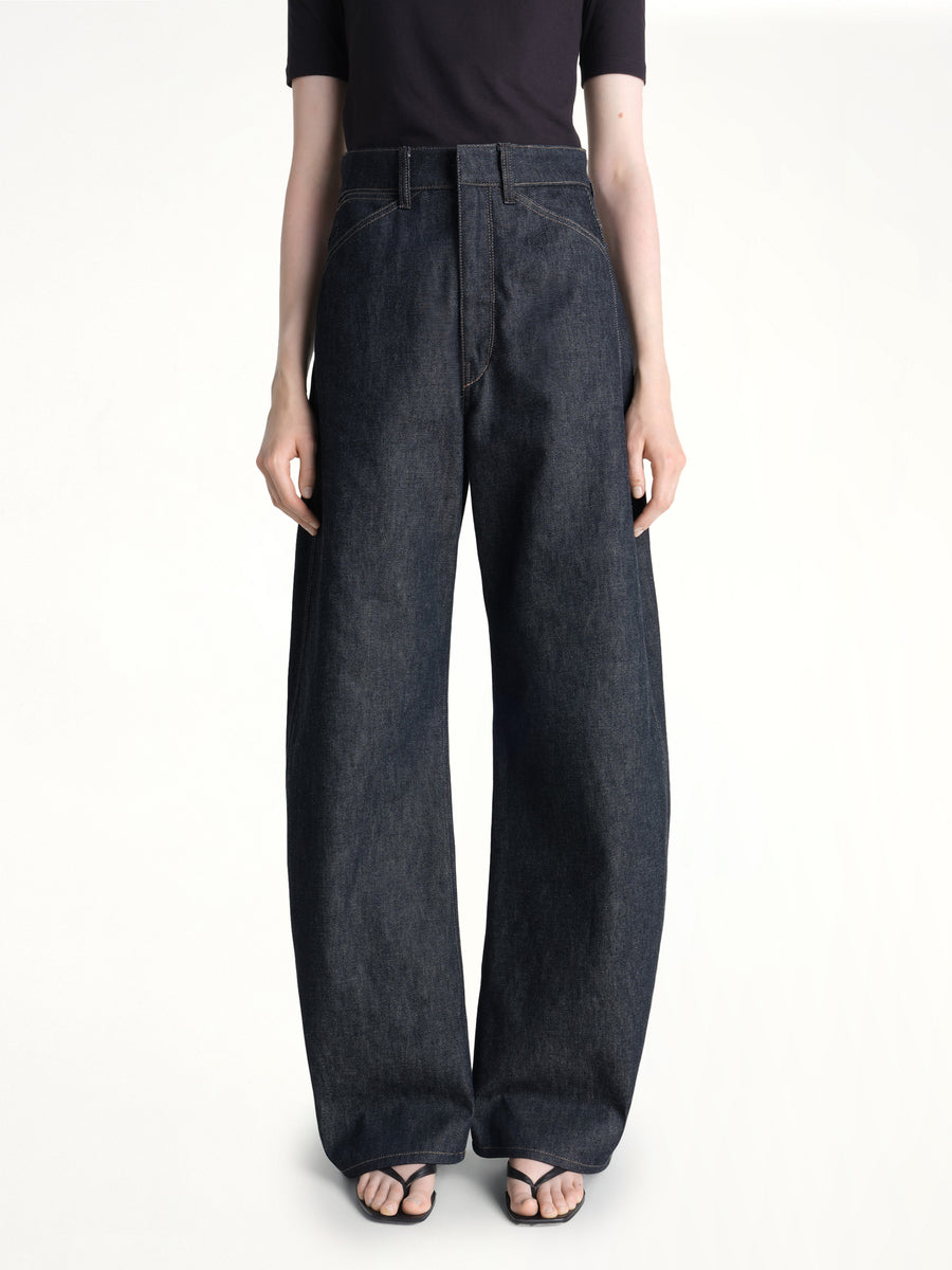 High Waisted Curved Pants in Slate