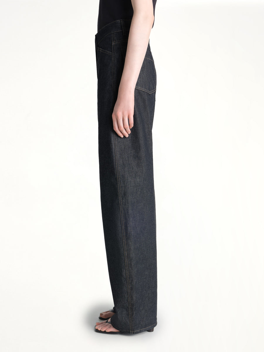 High Waisted Curved Pants in Slate